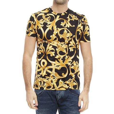 versace t shirts cheap gold blue white farfetch|Versace t shirt men price.